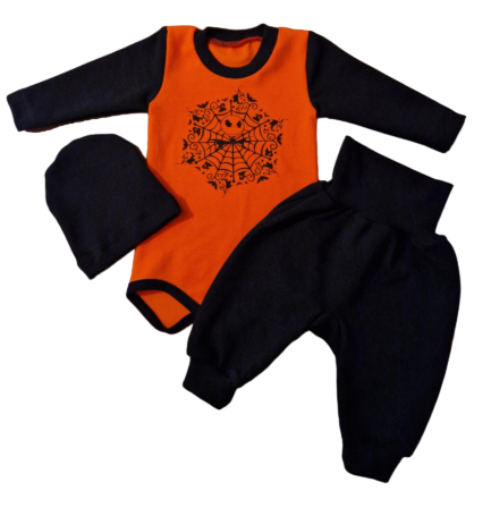 3-dílná souprava body polodupačky čepička Halloween