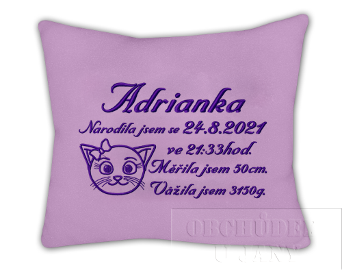 Polštářek se jménem a údaje narození